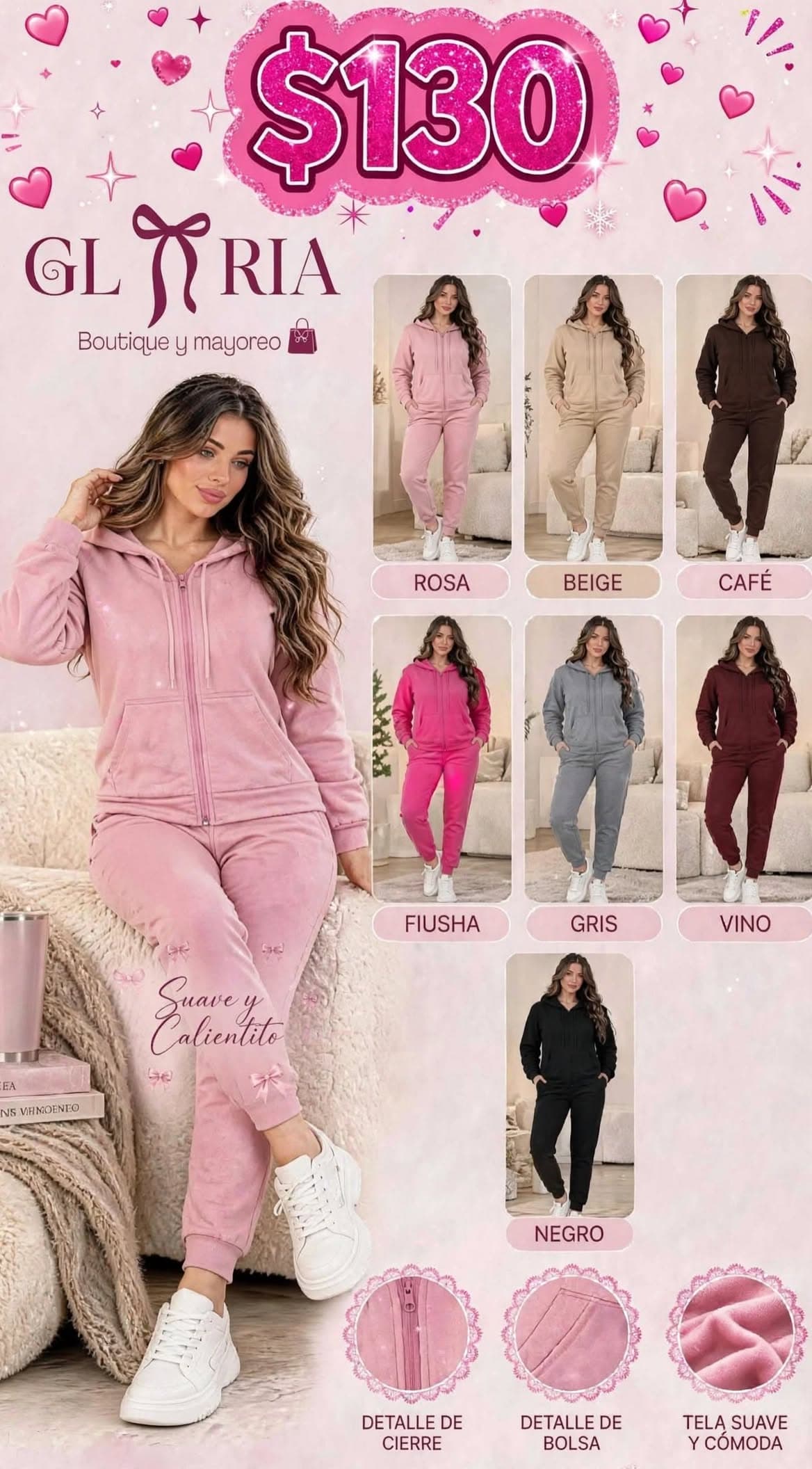 Conjunto deportivo de dos piezas con sudadera de cierre y pants jogger