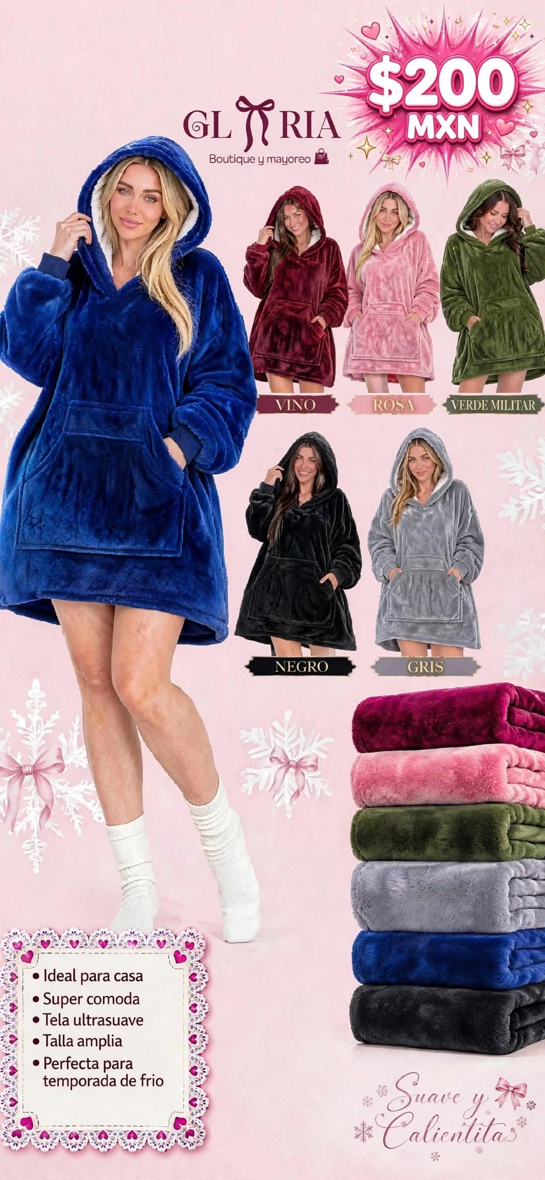 Sudadera cobija afelpada con capucha y bolsa cangurera