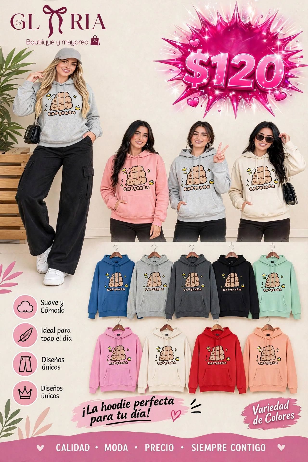 Sudadera con capucha estampada de capibara
